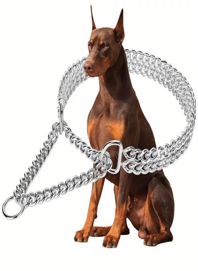 RoverPets Adjustable Stainless Steel Dog Collar for Walking - Heavy Duty Double Row Cuban Link Chain, Chew-Proof Metal Collar for Large, Medium & Small Dogs, Strong & Stylish Pet - Image 2